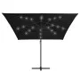 Cantilever umbrella with LED lights and black steel pole 250x250 cm by vidaXL, Umbrellas - Ref: Foro24-46996, Price: 156,15 €...