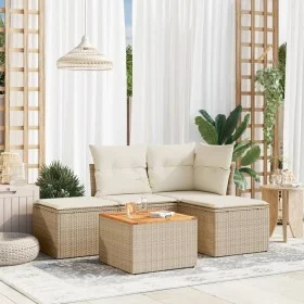 Garden sofa set with cushions 5 pieces beige synthetic rattan by , Garden sets - Ref: Foro24-3255918, Price: 313,70 €, Discou...