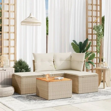 Garden sofa set with cushions 5 pieces beige synthetic rattan by , Garden sets - Ref: Foro24-3255918, Price: 313,70 €, Discou...