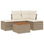 Garden sofa set with cushions 5 pieces beige synthetic rattan by , Garden sets - Ref: Foro24-3255918, Price: 315,99 €, Discou...