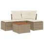 Garden sofa set with cushions 5 pieces beige synthetic rattan by , Garden sets - Ref: Foro24-3255918, Price: 313,70 €, Discou...