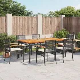 7-piece garden dining set and black synthetic rattan cushions by , Garden sets - Ref: Foro24-3213564, Price: 540,33 €, Discou...