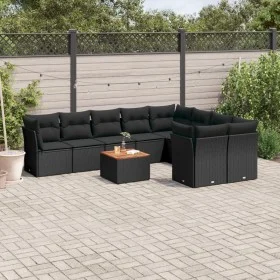 Garden sofa set 10 pieces with black synthetic rattan cushions by , Garden sets - Ref: Foro24-3256146, Price: 623,15 €, Disco...