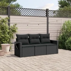 Garden sofa set with cushions 3 pieces black synthetic rattan by , Garden sets - Ref: Foro24-3219854, Price: 226,02 €, Discou...