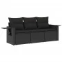 Garden sofa set with cushions 3 pieces black synthetic rattan by , Garden sets - Ref: Foro24-3219854, Price: 226,02 €, Discou...