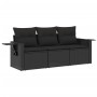 Set de sofás de jardín con cojines 3 pzas ratán sintético negro de , Conjuntos de jardín - Ref: Foro24-3219854, Precio: 206,18 €