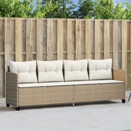 Sun lounger with beige synthetic rattan cushions by , Loungers - Ref: Foro24-368330, Price: 212,23 €, Discount: %