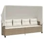 Sun lounger with hood and beige synthetic rattan cushions by , Loungers - Ref: Foro24-368339, Price: 242,71 €, Discount: %