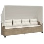 Tumbona con capota y cojines ratán sintético beige de , Tumbonas - Ref: Foro24-368339, Precio: 246,66 €, Descuento: %