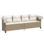 Tumbona con capota y cojines ratán sintético beige de , Tumbonas - Ref: Foro24-368339, Precio: 246,66 €, Descuento: %