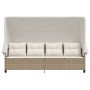 Tumbona con capota y cojines ratán sintético beige de , Tumbonas - Ref: Foro24-368339, Precio: 246,66 €, Descuento: %
