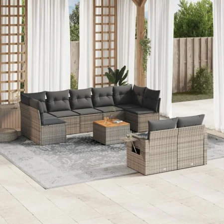 Garden sofa set 10 pieces with gray synthetic rattan cushions by , Garden sets - Ref: Foro24-3257047, Price: 611,69 €, Discou...