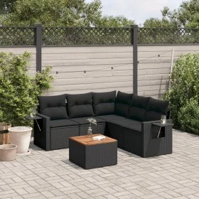 Set aus 6-teiligen Gartensofas und Kissen Kunstrattan schwarz von , Gartensets - Ref: Foro24-3256888, Preis: 415,59 €, Rabatt: %