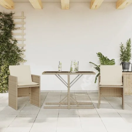 Garden set 3 pieces synthetic rattan chairs and table with beige cushion by , Garden sets - Ref: Foro24-365066, Price: 180,46...
