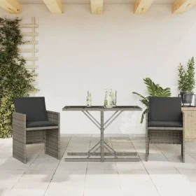 Garden chairs and table with cushions 3 pieces gray PE rattan by , Garden sets - Ref: Foro24-365064, Price: 164,85 €, Discoun...
