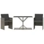 Garden chairs and table with cushions 3 pieces gray PE rattan by , Garden sets - Ref: Foro24-365064, Price: 164,85 €, Discoun...