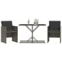 Garden chairs and table with cushions 3 pieces gray PE rattan by , Garden sets - Ref: Foro24-365064, Price: 164,85 €, Discoun...