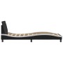 Estructura cama cabecero cuero sintético negro blanco 90x200 cm de , Camas y somieres - Ref: Foro24-373123, Precio: 112,18 €