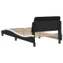 Estructura cama cabecero cuero sintético negro blanco 90x200 cm de , Camas y somieres - Ref: Foro24-373123, Precio: 110,55 €,...