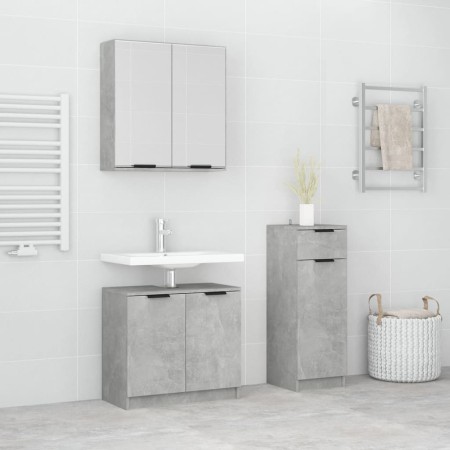 3-teiliges Badezimmermöbelset aus betongrauem Sperrholz von , Badezimmermöbel - Ref: Foro24-3115871, Preis: 178,86 €, Rabatt: %