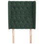 Cabecero con orejas de terciopelo verde oscuro 83x23x118/128 cm