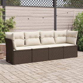 Set de sofás de jardín 4 pzas y cojines ratán sintético marrón de , Conjuntos de jardín - Ref: Foro24-3249072, Precio: 271,79...