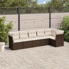 6-piece garden sofa set and brown synthetic rattan cushions by , Garden sets - Ref: Foro24-3249502, Price: 392,75 €, Discount: %