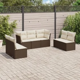 7-piece garden sofa set with brown PE rattan cushions by , Garden sets - Ref: Foro24-3249252, Price: 446,83 €, Discount: %