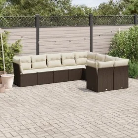 9-piece garden sofa set and brown synthetic rattan cushions by , Garden sets - Ref: Foro24-3250012, Price: 586,74 €, Discount: %
