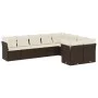 Set de sofás de jardín 9 pzas y cojines ratán sintético marrón de , Conjuntos de jardín - Ref: Foro24-3250012, Precio: 586,74...
