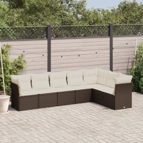 7-piece garden sofa set with brown PE rattan cushions by , Garden sets - Ref: Foro24-3249582, Price: 476,79 €, Discount: %