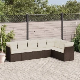 7-piece garden sofa set with brown PE rattan cushions by , Garden sets - Ref: Foro24-3249582, Price: 479,20 €, Discount: %