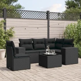 6-teiliges Gartensofa-Set und schwarze synthetische Rattankissen von , Gartensets - Ref: Foro24-3254912, Preis: 421,93 €, Rab...