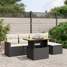 6-teiliges Gartensofa-Set und schwarze synthetische Rattankissen von , Gartensets - Ref: Foro24-3276031, Preis: 373,90 €, Rab...