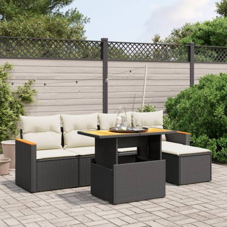 6-piece garden sofa set and black synthetic rattan cushions by , Garden sets - Ref: Foro24-3276031, Price: 364,62 €, Discount: %