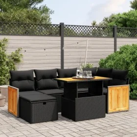 7-piece garden dining set and black synthetic rattan cushions by , Garden sets - Ref: Foro24-3276247, Price: 479,69 €, Discou...