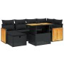Set de comedor de jardín 7 pzas y cojines ratán sintético negro de , Conjuntos de jardín - Ref: Foro24-3276247, Precio: 472,5...
