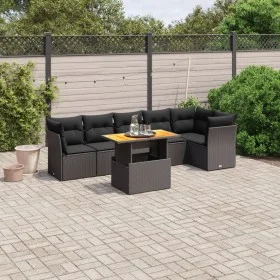 7-piece garden dining set and black synthetic rattan cushions by , Garden sets - Ref: Foro24-3270838, Price: 489,71 €, Discou...