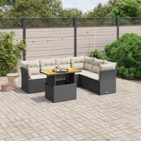 7-piece garden dining set and black synthetic rattan cushions by , Garden sets - Ref: Foro24-3270846, Price: 453,23 €, Discou...