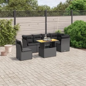 7-piece garden dining set and black synthetic rattan cushions by , Garden sets - Ref: Foro24-3270852, Price: 489,71 €, Discou...