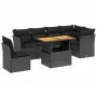7-piece garden dining set and black synthetic rattan cushions by , Garden sets - Ref: Foro24-3270852, Price: 489,71 €, Discou...