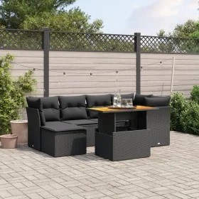 7-piece garden dining set and black synthetic rattan cushions by , Garden sets - Ref: Foro24-3270936, Price: 468,55 €, Discou...