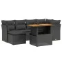 Set de comedor de jardín 7 pzas y cojines ratán sintético negro de , Conjuntos de jardín - Ref: Foro24-3270936, Precio: 469,6...