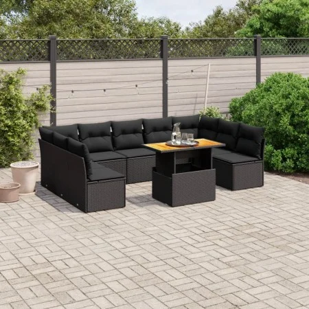 Garden sofa set 10 pieces with black synthetic rattan cushions by , Garden sets - Ref: Foro24-3271454, Price: 660,61 €, Disco...