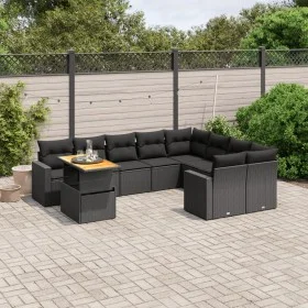 Set de sofás de jardín 10 pzas cojines ratán sintético negro de , Conjuntos de jardín - Ref: Foro24-3271475, Precio: 660,61 €...