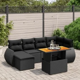 7-piece garden sofa set with black synthetic rattan cushions by , Garden sets - Ref: Foro24-3272294, Price: 500,60 €, Discoun...