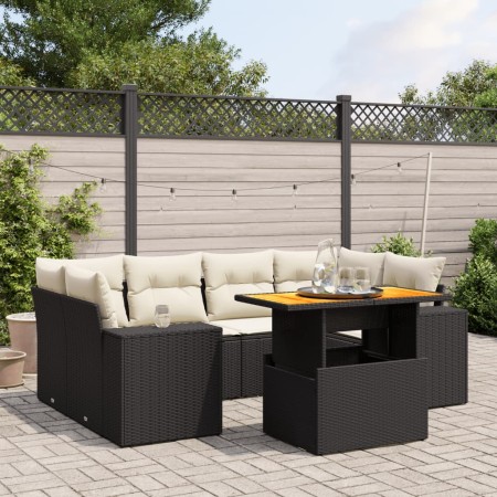 7-piece garden dining set and black synthetic rattan cushions by , Garden sets - Ref: Foro24-3272533, Price: 457,21 €, Discou...