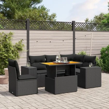 6-piece garden sofa set and black synthetic rattan cushions by , Garden sets - Ref: Foro24-3272637, Price: 478,57 €, Discount: %