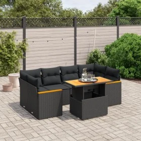 7-piece garden dining set and black synthetic rattan cushions by , Garden sets - Ref: Foro24-3272973, Price: 488,44 €, Discou...