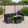 Set de comedor de jardín 7 pzas y cojines ratán sintético negro de , Conjuntos de jardín - Ref: Foro24-3272973, Precio: 480,98 €